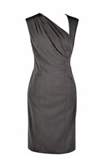 Pinko Black Draped Dress Asymmetric Neckline Tailored Minimalist Evening UK 8 42
