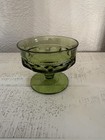 Indiana Glass Sherbet Dish Green Kings Crown Colony Thumbprint Ice Cream VTG — photo 1
