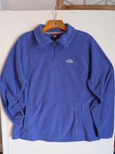 The North Face Women's Fleece 1/4 Zip Sweatshirt Blue XL 100 Recycled Polyester