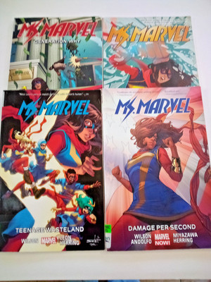 Lot of 4 Ms. Marvel Comic Books Vols 2,3,7 & 9. Library discards