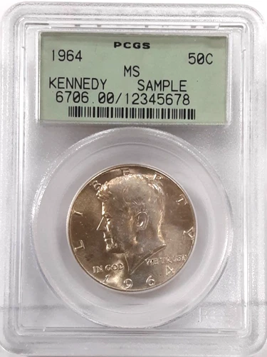 1964-D Kennedy Half Dollar in PCGS MS Sample Holder (C)