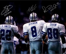 Troy Aikman, Michael Irvin, & Emmitt Smith Cowboys Signed 16x20 Photo w/Inscs