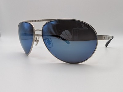 Modern Aviator Chopard Men's Sunglasses SCHB01M-S80P Blue Silver FREE PRIORITY