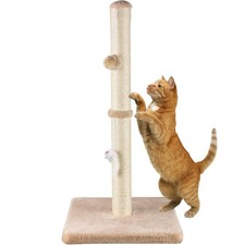 32 Tall Cat Scratching Posts for Indoor Cats Adults with 2 Hanging Ball, Lar...