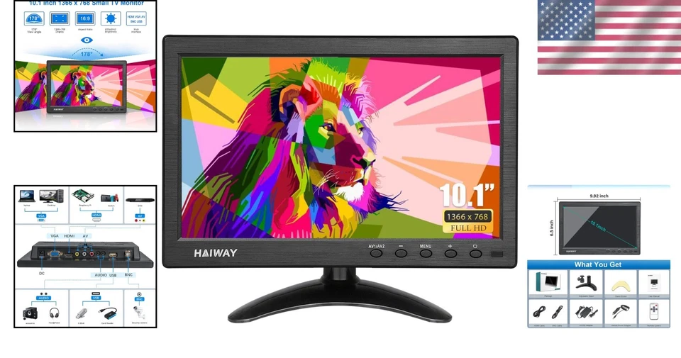 Compact 10.1" Small HDMI Monitor - Gaming CCTV Raspberry Pi - Image 2 of 4