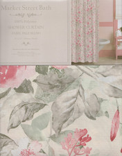 Market Street Fabric Shower Curtain Ansel Pale Blush Floral 72"x72" Cottage Chic