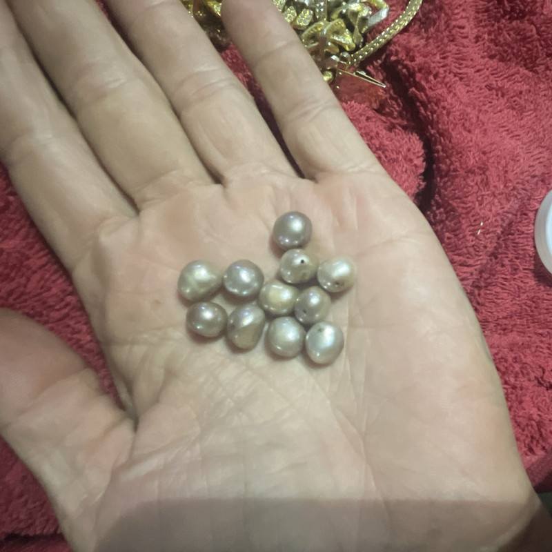 11pc Gray Round Pearl Beads 8mm Iridescent Center Drilled 1mm Hole