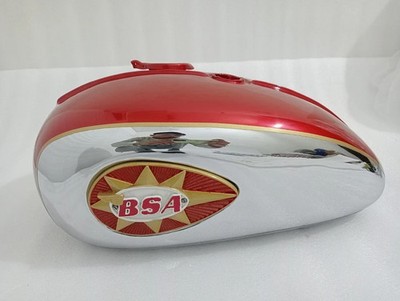 BSA A65 2 Gallon Red Painted & Chrome Steel Fuel Petrol Gas Tank | Fit For