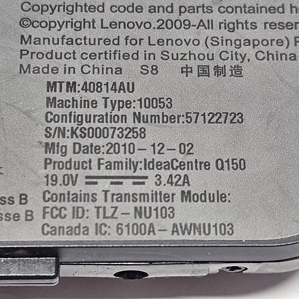 Lenovo Ideacentre Q150 Desktop Intel Atom Windows 7 NVIDIA ION 40814AU UNTESTED - Image 4 of 4