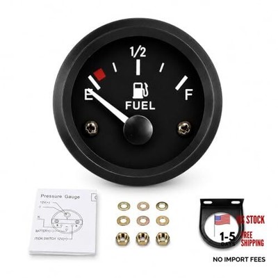 2'' Fuel Gauge, 52mm Boat Fuel Gauge, E-1/2-F Pointer Fuel Gauges for Car, White