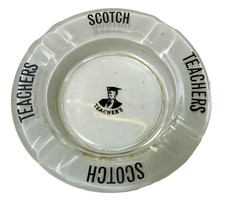 VINTAGE TEACHERS SCOTCH WHISKY GLASS ASHTRAY HOTEL ADVERTISING SIGN