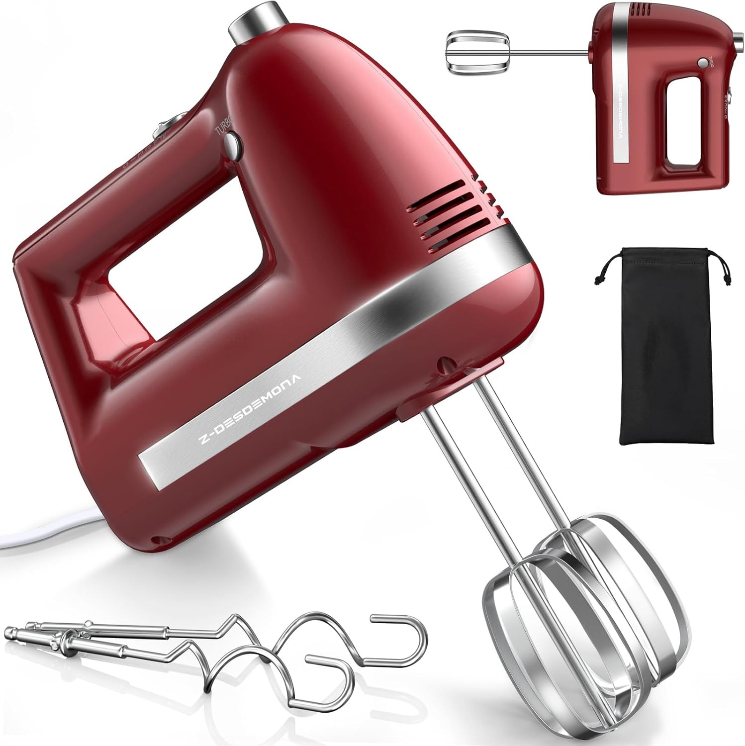 Professional-Grade Lightweight Electric Hand Mixer with Dough Hooks & Beaters