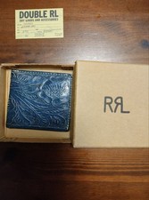 Double RL RRL Ralph Lauren Leather Bi-Fold Wallet Floral Pattern Boxed Used