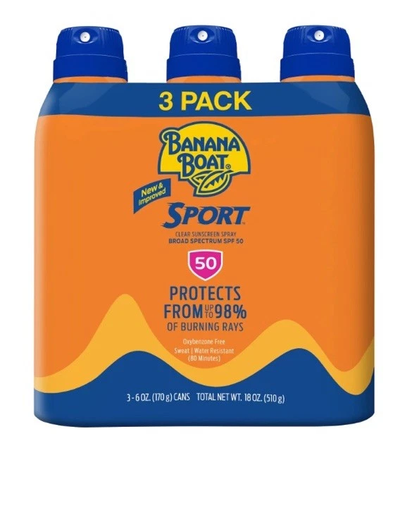 Banana Boat Sport SPF 50 C-Spray, 3 pack of 170g/6 oz 🇺🇸 Import Exp: 05/27