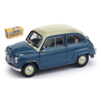 Fiat 600 1A Serie 1955-1969 Bleu Chiaro/Bicolore Avorio 1:43 Brumm Auto Stradali