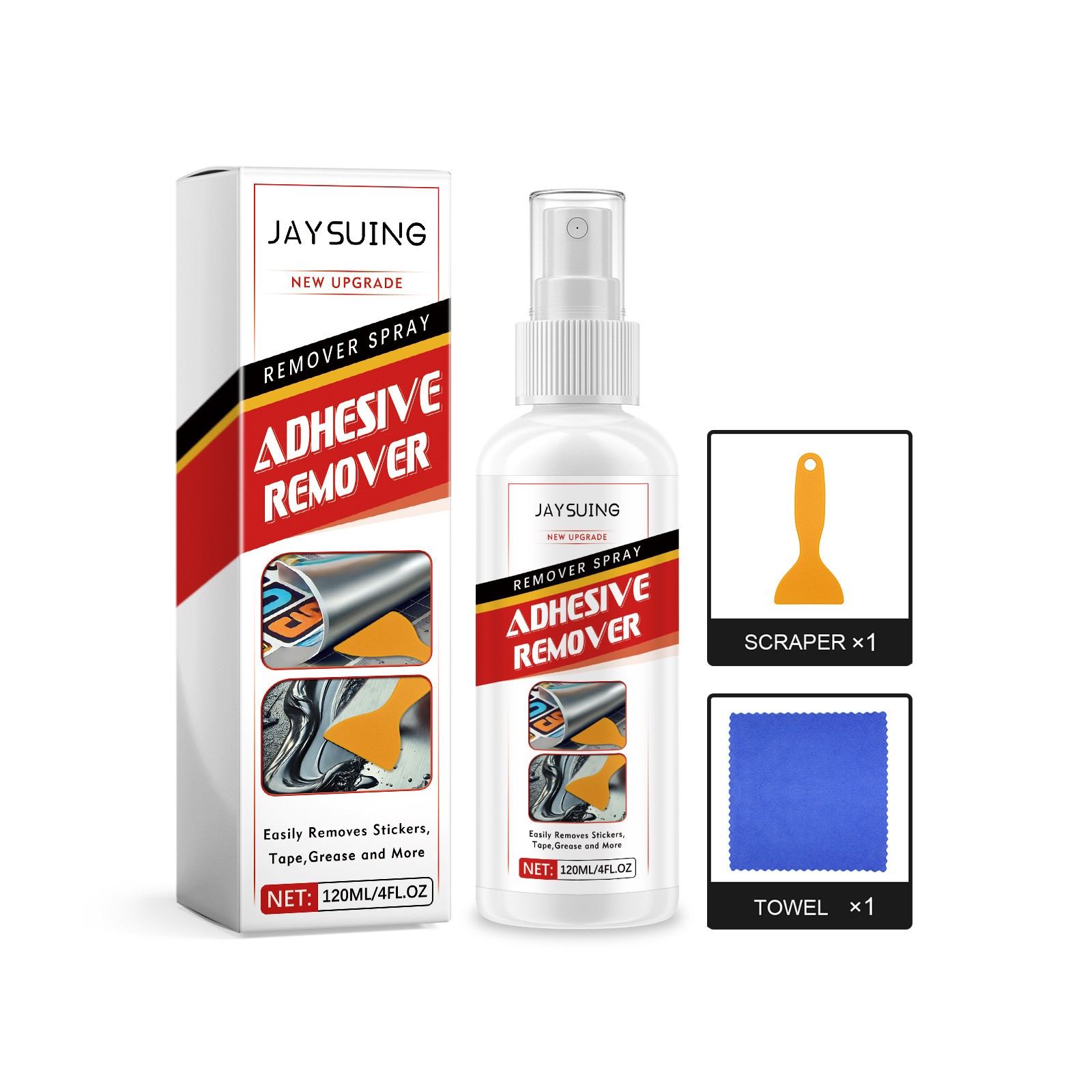 Adhesive Remover, Surface-Safe Glue Remover with Plastic Scraper 4 Fl oz