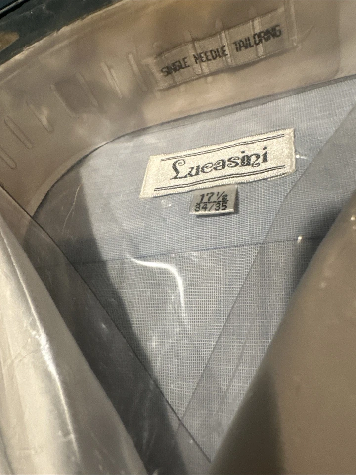 Camisa de Vestir Lucasini Azul Talla 17.5 34-35 Hombre Manga Larga NUEVA Foto 3 de 4