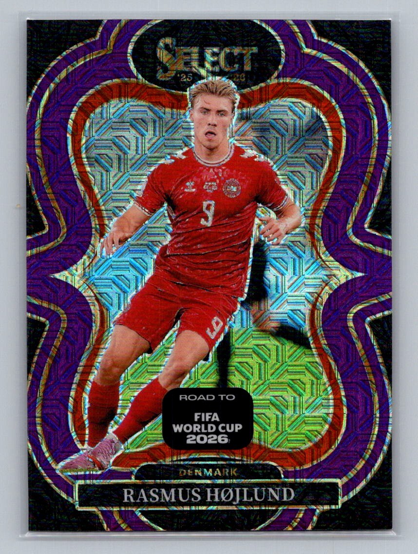 2025-26 Panini Select Road to FIFA World Cup #119 Rasmus Hojlund Purple Mojo