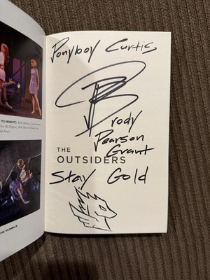Brody Grant Signed Outsiders Book Autograph Authentic Ponyboy Broadway SE Hinton