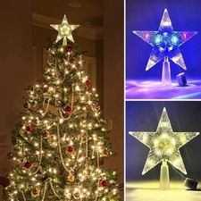 Christmas LED Light Tree Topper Star, Xmas Holiday Tree Decoration Star Light