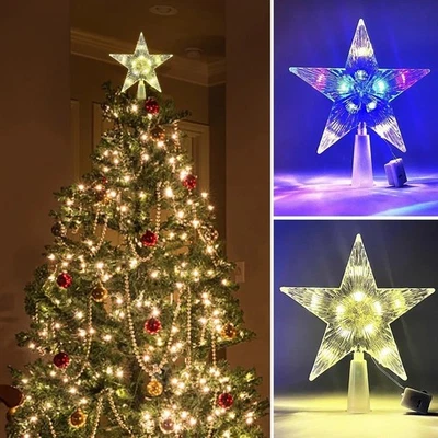 Christmas LED Light Tree Topper Star, Xmas Holiday Tree Decoration Star Light