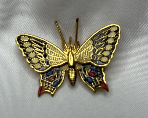 Lovley Vintage Mid Century Spanish Toledo Damascene Butterfly Pin Singed ~Spain~