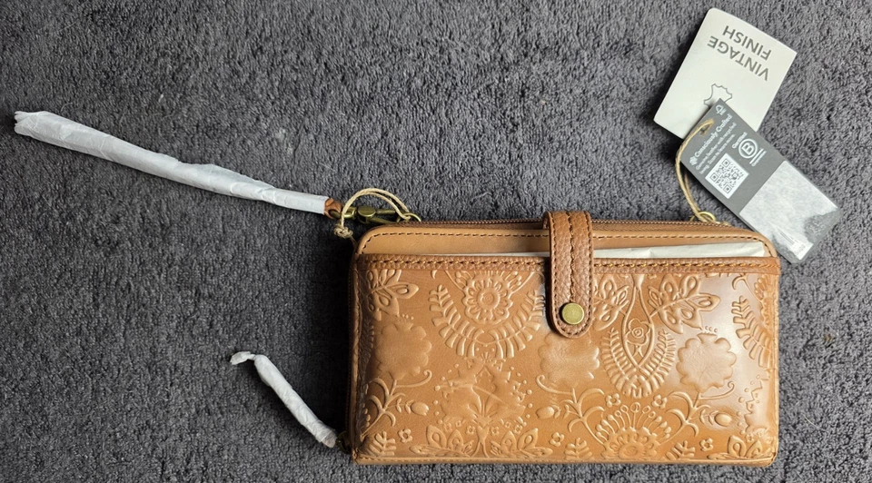 The Sak Tooled Tech Leather Snap/Zip Smartphone Wallet Crossbody NWT - Image 2 of 4