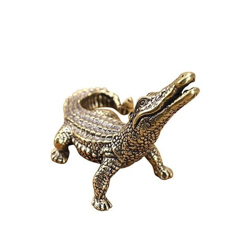 Vintage Bronze Crocodile Figurines Statue Desk Ornaments Home Feng Shui Decor - Picture 5 of 6