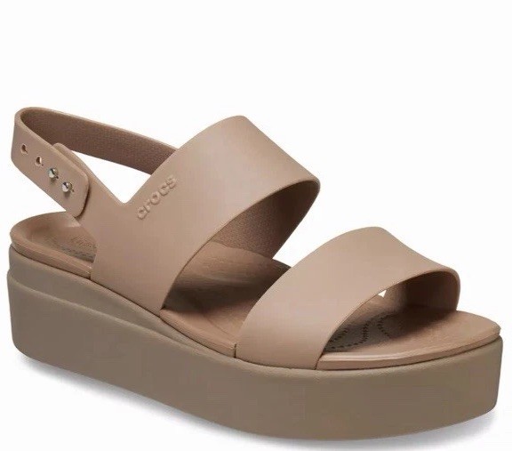 Crocs Brooklyn Low Wedge Latte/ Mushroom 206453-2EL Women's Size 8 NEW WITH TAGS