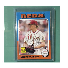 Topps Heritage 2024 #470 Andrew Abbott Reds MLB Rookie Autographed Baseball Card. rookie card picture
