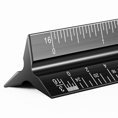 Architectural Scale Ruler for Blueprint, 12'' Metric Metal Engineers Triangle Dr
