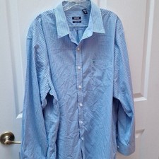 F mens Izod dressy blue check button front shirt size XL