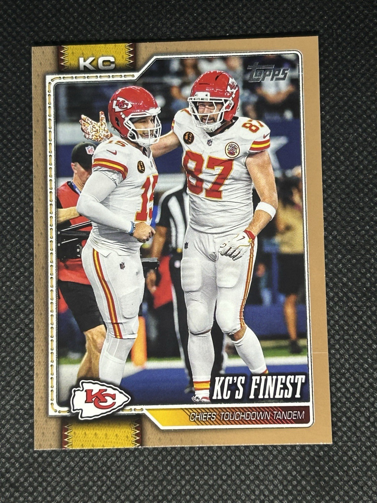 2026 Topps Flagship KC's Finest #291 Gold /2026 Patrick Mahomes Travis Kelce view 1