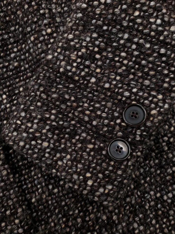 Abrigo Brooks Brothers Mujer 8 Marrón Gris Boucle Tweed Lana Alpaca Abrigo Trench Foto 3 de 4