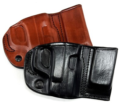 Right Hand Leather OWB Belt Holster + Ammo Carrier for AUTOS REVOLVERS - Choose
