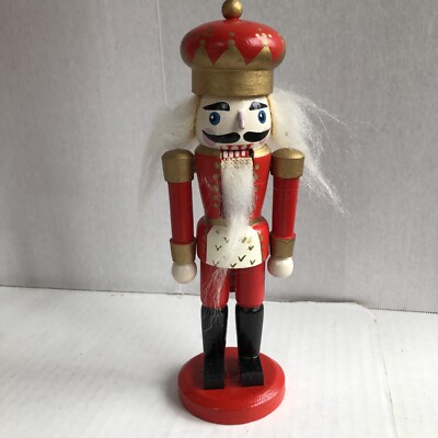 Vtg Nutcracker Wood King Prince Uniform Red Gold Black Boots 7 