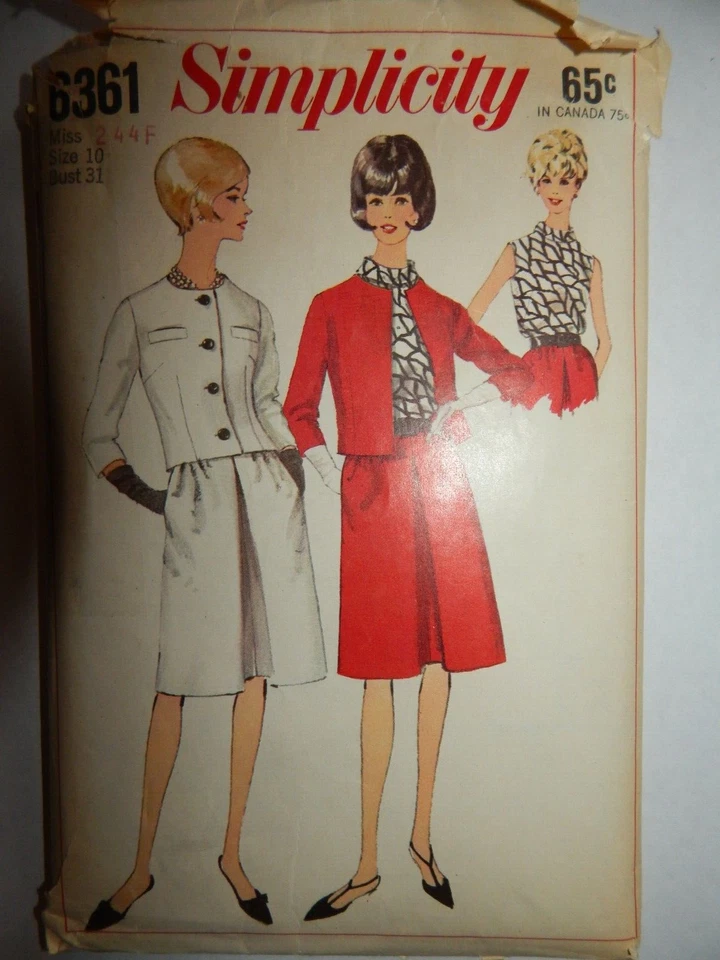 Simplicity 6361 Skirt Jacket Blouse Suit Sewing Pattern Ladies 10 VTG Outfit Cut - Image 2 of 4