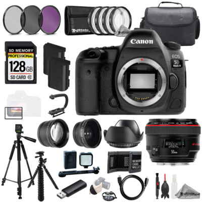 Canon EOS 5D IV+ EF 50mm f/1.2L USM Lens+128GB+ExtBat+9PCFltr-MEGAKit