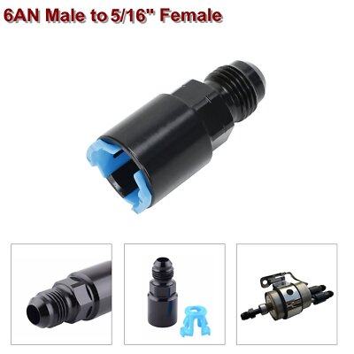 Black AN6 -6AN Fuel Adapter Fitting to 5/16'' Female GM Quick Connect LS W/ Clip