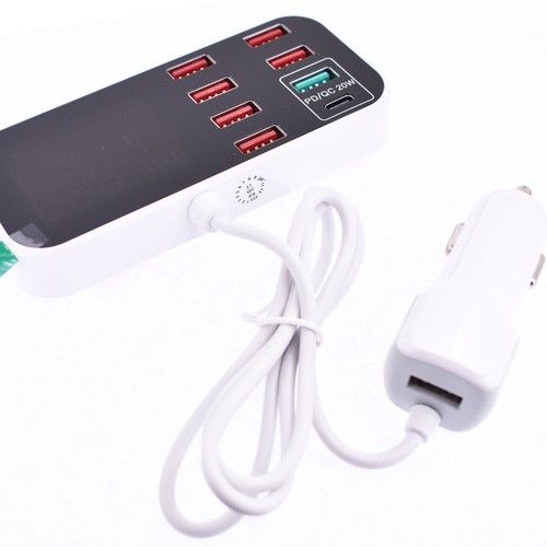 Chargeur de voiture rapide A9S 8 ports multi USB écran LCD 12 V téléphone concentrateur USB A3GS - Photo 14 sur 18