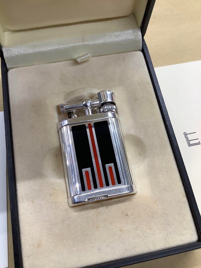Dunhill Mini Unique Lighter Black Silver Manhattan Deco with