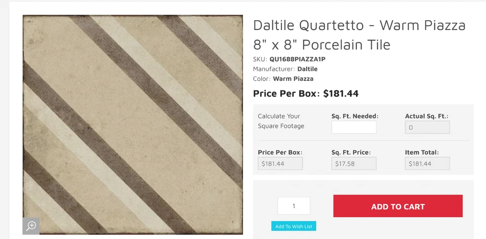 Azulejo Daltile Quartetto Warm Piazza 8x8, 10 pies cuadrados (1 caja) Foto 2 de 3