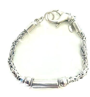 8'' Massiv 925 Sterlingsilber Kette 4 mm Quadratisch Byzantinische Röhre Ausweis Armband 27,5 g