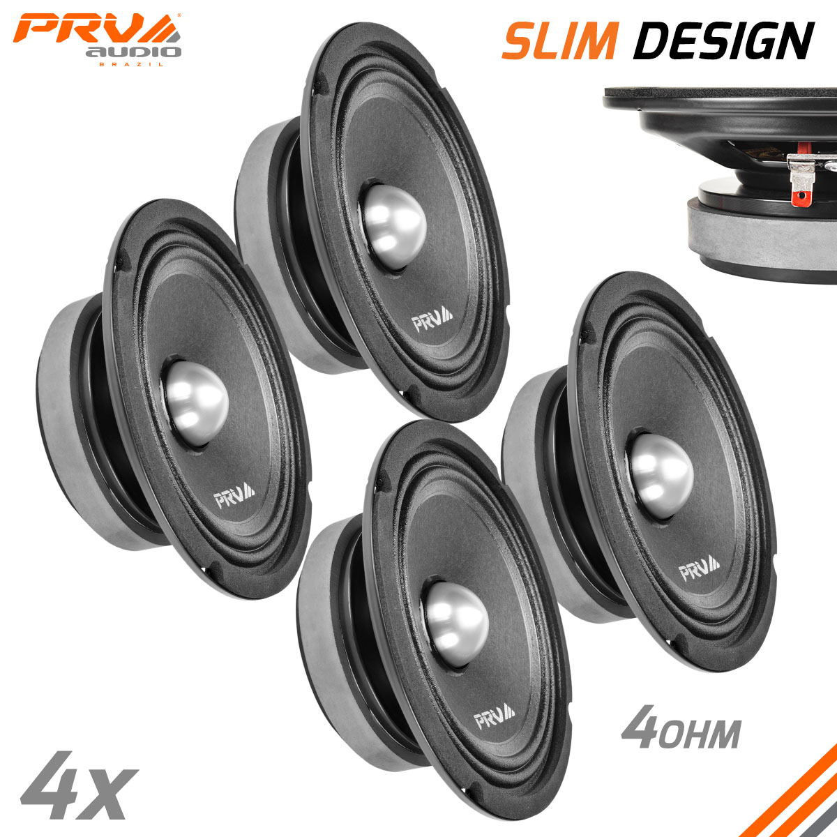 4x PRV Audio Midrange Bullet Shallow Car Speaker Ohm