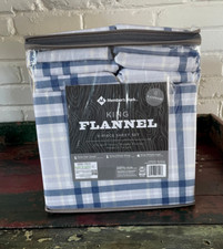 LODGE COLLECTION MEMBERS MARK KING NAVY/GRAY PLAID 100 FLANNEL 6-PC SHEET SET