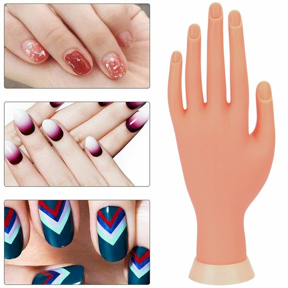 Nail Art Training Hand Flexible Fake Hand Practice Manicure Training ...