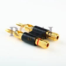 NEW Premium gold Dual 2 banana plug post jack speaker wire cable audio connector