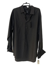 Van Heusen Classic Fit Button-Down Dress Shirt Black/Gray XL New With Tags 50