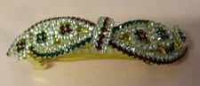 Vintage Gold Tone Multicolor Rhinestone Hair Clip Brooch Barrette