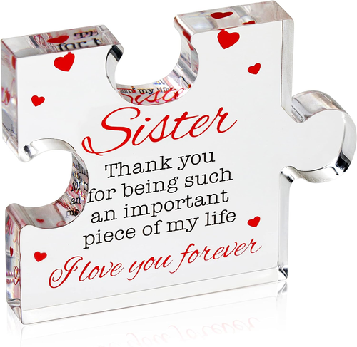 Birthday Gifts for Sister - Engraved Acrylic Block Puzzle Sister Present - Cute - 第 10/12 張圖片